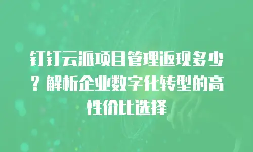 钉钉云派项目管理返现多少？解析企业数字化转型的高性价比选择