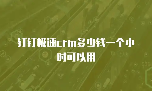 钉钉极速crm多少钱一个小时可以用