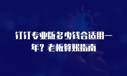 钉钉专业版多少钱合适用一年？老板算账指南