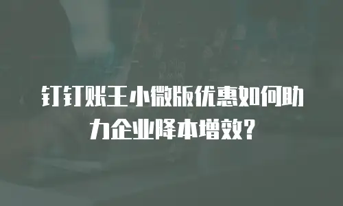 钉钉账王小微版优惠如何助力企业降本增效？