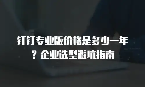 钉钉专业版价格是多少一年？企业选型避坑指南