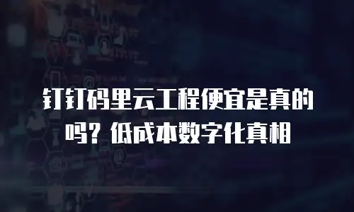 钉钉码里云工程便宜是真的吗？低成本数字化真相