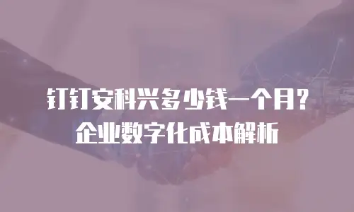 钉钉安科兴多少钱一个月？企业数字化成本解析