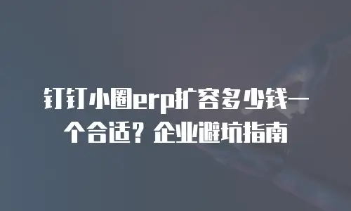 钉钉小圈erp扩容多少钱一个合适？企业避坑指南