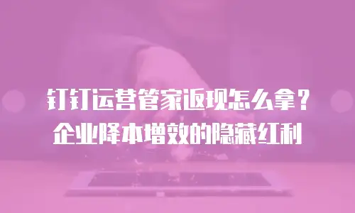 钉钉运营管家返现怎么拿？企业降本增效的隐藏红利