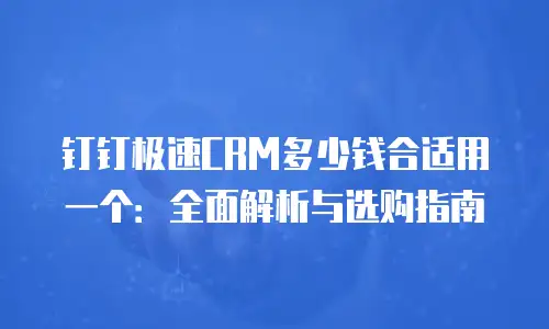 钉钉极速CRM多少钱合适用一个：全面解析与选购指南