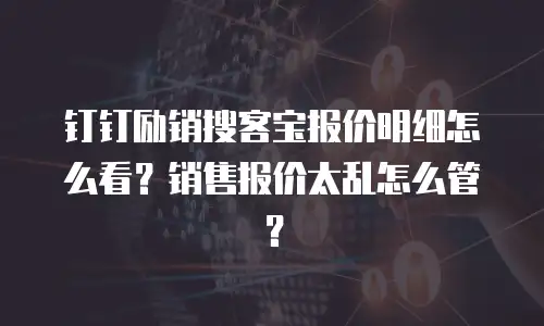 钉钉励销搜客宝报价明细怎么看？销售报价太乱怎么管？