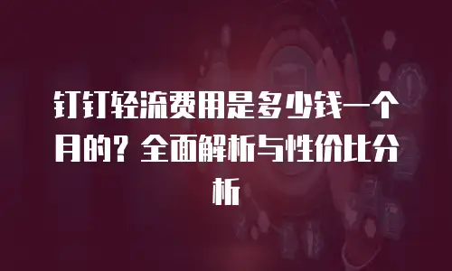 钉钉轻流费用是多少钱一个月的？全面解析与性价比分析