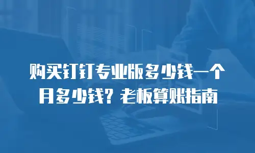 购买钉钉专业版多少钱一个月多少钱？老板算账指南
