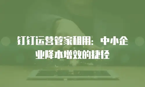 钉钉运营管家租用：中小企业降本增效的捷径