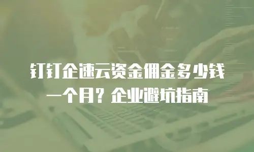 钉钉企速云资金佣金多少钱一个月？企业避坑指南