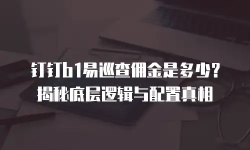 钉钉b1易巡查佣金是多少？揭秘底层逻辑与配置真相