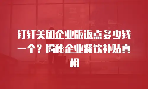 钉钉美团企业版返点多少钱一个？揭秘企业餐饮补贴真相