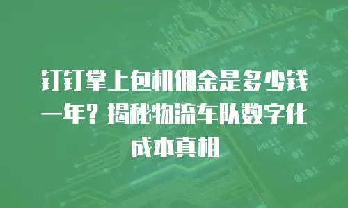 钉钉掌上包机佣金是多少钱一年？揭秘物流车队数字化成本真相