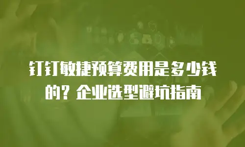 钉钉敏捷预算费用是多少钱的？企业选型避坑指南