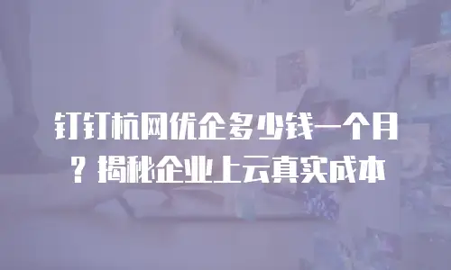 钉钉杭网优企多少钱一个月？揭秘企业上云真实成本