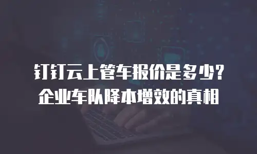 钉钉云上管车报价是多少？企业车队降本增效的真相