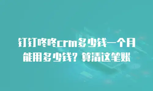 钉钉咚咚crm多少钱一个月能用多少钱？算清这笔账