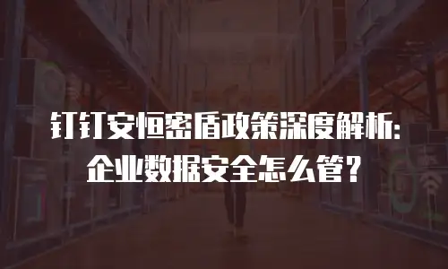 钉钉安恒密盾政策深度解析：企业数据安全怎么管？