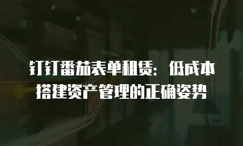 钉钉番茄表单租赁：低成本搭建资产管理的正确姿势