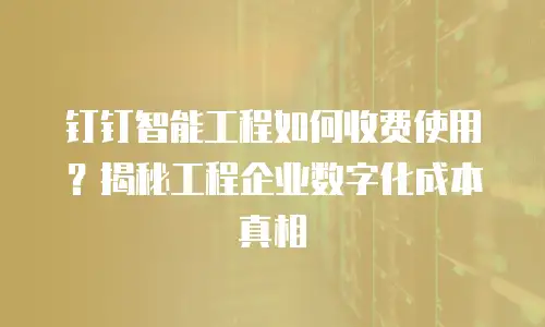 钉钉智能工程如何收费使用？揭秘工程企业数字化成本真相