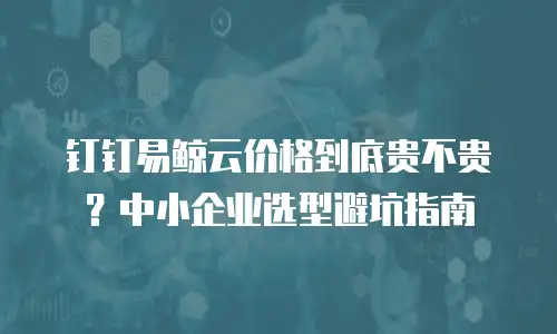 钉钉易鲸云价格到底贵不贵？中小企业选型避坑指南