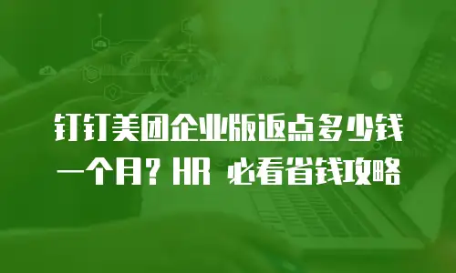 钉钉美团企业版返点多少钱一个月？HR 必看省钱攻略