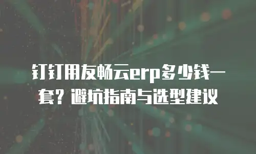 钉钉用友畅云erp多少钱一套？避坑指南与选型建议