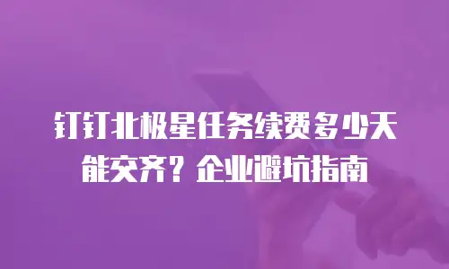 钉钉北极星任务续费多少天能交齐？企业避坑指南