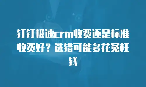钉钉极速crm收费还是标准收费好？选错可能多花冤枉钱