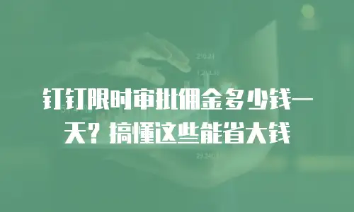 钉钉限时审批佣金多少钱一天？搞懂这些能省大钱