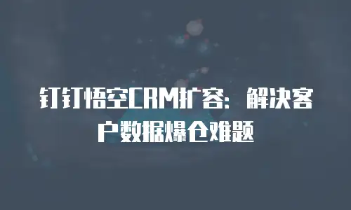 钉钉悟空CRM扩容：解决客户数据爆仓难题