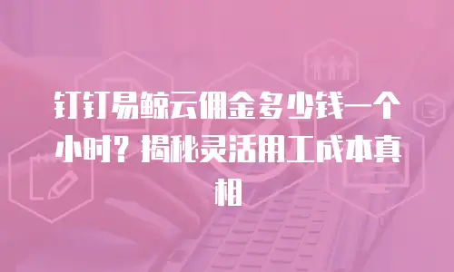 钉钉易鲸云佣金多少钱一个小时？揭秘灵活用工成本真相
