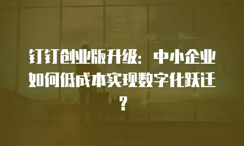 钉钉创业版升级：中小企业如何低成本实现数字化跃迁？