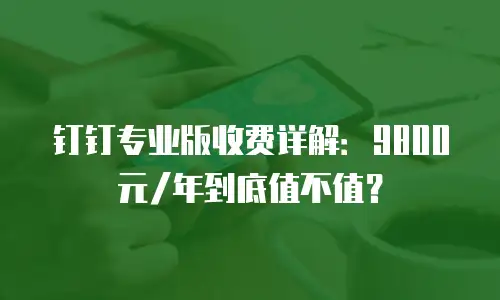 钉钉专业版收费详解：9800元/年到底值不值？