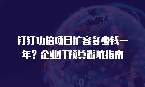 钉钉功倍项目扩容多少钱一年？企业IT预算避坑指南