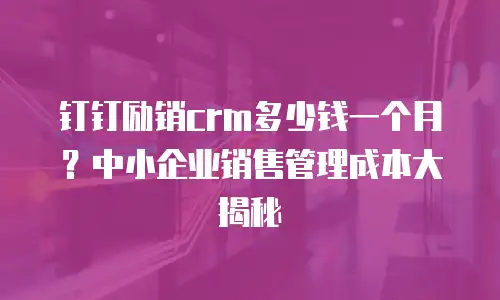 钉钉励销crm多少钱一个月？中小企业销售管理成本大揭秘