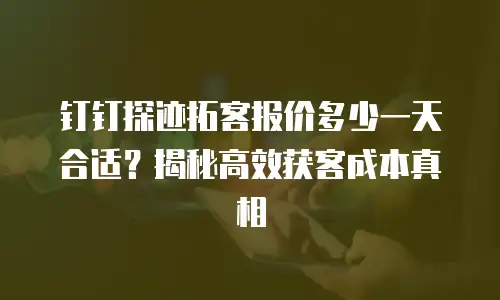钉钉探迹拓客报价多少一天合适？揭秘高效获客成本真相