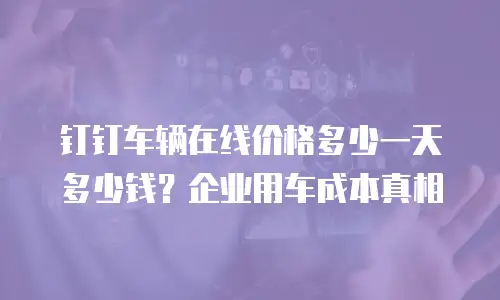钉钉车辆在线价格多少一天多少钱？企业用车成本真相