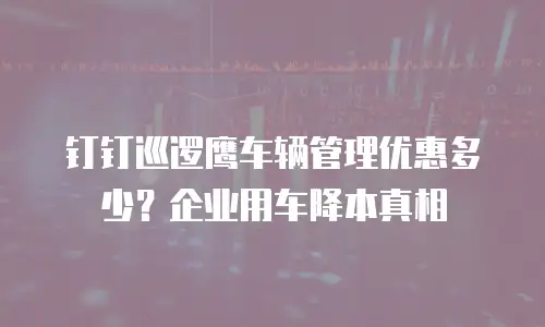 钉钉巡逻鹰车辆管理优惠多少？企业用车降本真相