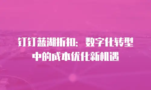 钉钉蓝湖折扣：数字化转型中的成本优化新机遇