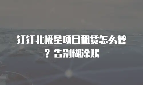 钉钉北极星项目租赁怎么管？告别糊涂账