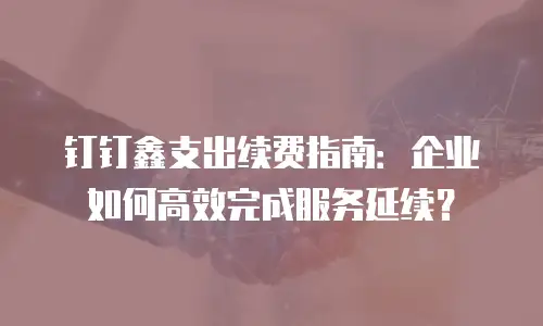 钉钉鑫支出续费指南：企业如何高效完成服务延续？