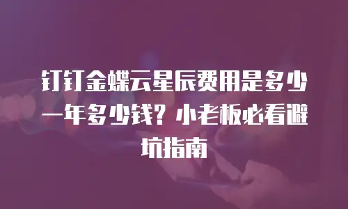 钉钉金蝶云星辰费用是多少一年多少钱？小老板必看避坑指南
