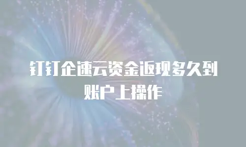 钉钉企速云资金返现多久到账户上操作