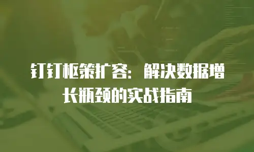 钉钉枢策扩容：解决数据增长瓶颈的实战指南