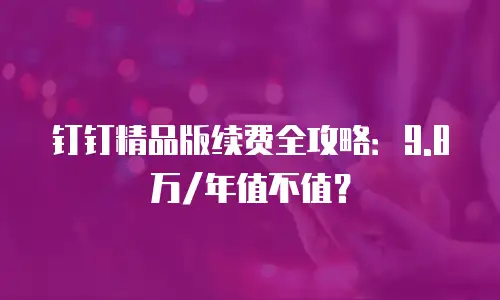 钉钉精品版续费全攻略：9.8万/年值不值？