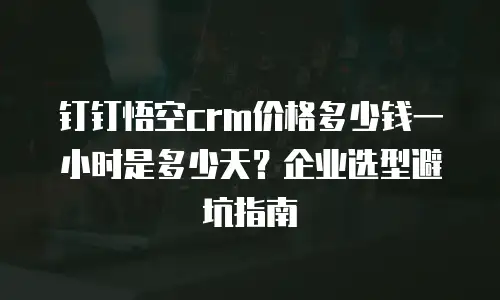 钉钉悟空crm价格多少钱一小时是多少天？企业选型避坑指南