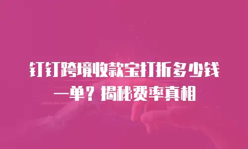 钉钉跨境收款宝打折多少钱一单？揭秘费率真相