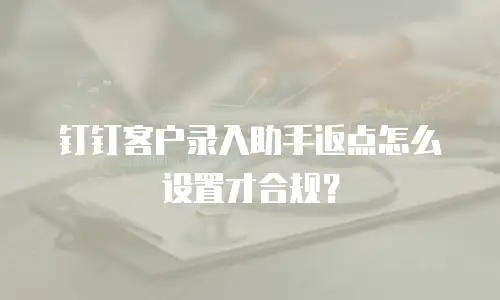 钉钉客户录入助手返点怎么设置才合规？
